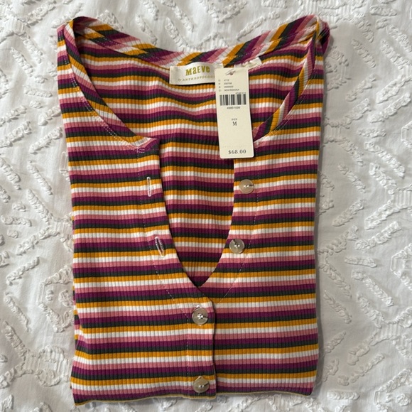 Maeve by Anthropologie Ribbed Striped Button Up Blouse Top Women’s size Medium - Picture 8 of 8